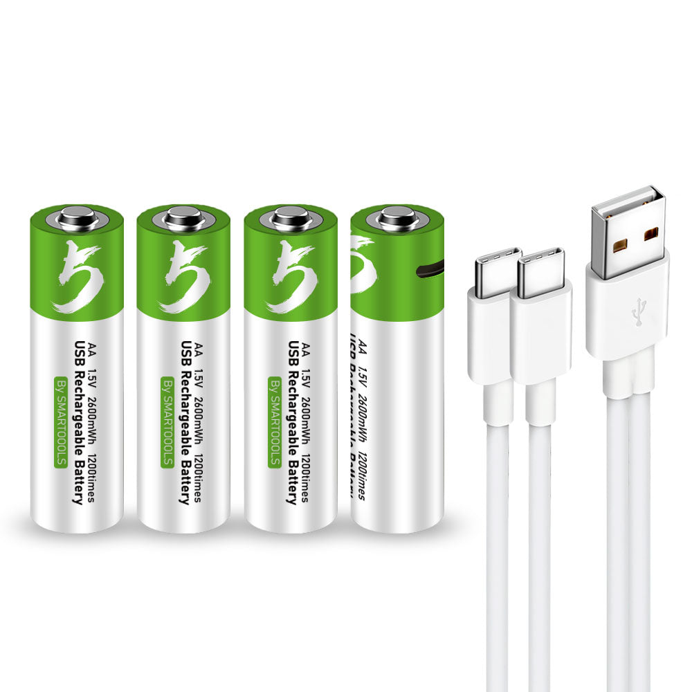 SMARTOOOLS 4Pcs 1.5V 2600mWh AA Battery Rechargeable Li-ion Battery for Wireless Doorbell LED Flashlight SMARTOOOLS 4Pcs 1.5V 2600mWh AA Battery Rechargeable Li-ion Battery for Wireless Doorbell LED Flashlight
